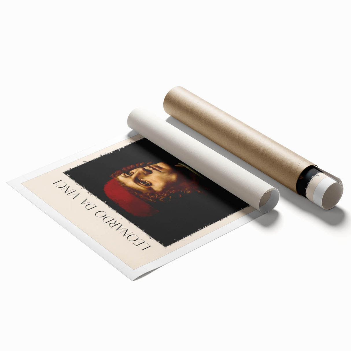 Extra large rolled print of Leonardo da Vinci's floral artwork in muted earth tones, ideal for classy bathroom wall art.