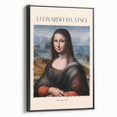 Black and white framed canvas of a vintage Leonardo da Vinci landscape, ideal for bedroom wall art.