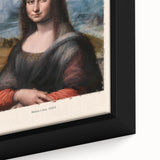 Framed canvas featuring a close-up of Leonardo da Vinci-inspired black wall art with colorful, textured details.