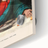 Close-up of a large abstract wall art print with mid-century modernist influences on acrylic, featuring earthy tones.