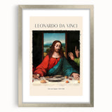 Abstract art print of geometric shapes in silver frame, featuring cool blue and gray tones.