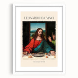 Extra large abstract art print featuring a textured representation of Leonardo da Vinci's work, in a white frame.