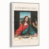 Framed canvas of Leonardo da Vinci landscape painting in muted earth tones, ideal for bedroom wall art.