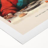 Art deco poster featuring a monochrome sketch of Leonardo da Vinci, rolled canvas, suitable for dining room wall art.