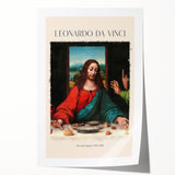 Leonardo da Vinci-inspired floral artwork in muted earth tones on a large rolled canvas.