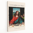 Leonardo da Vinci themed stretched canvas depicting Renaissance art style, ideal for kitchen wall art.