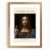 Textured art print of an abstract Leonardo da Vinci design in gold frame, ideal for bedroom art.