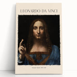 Black and white sketch of Leonardo da Vinci on a large stretched canvas, ideal for kitchen wall art or bedroom.