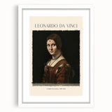 Extra large wall art featuring a textured abstract print of Leonardo da Vinci in muted earth tones, framed in white.