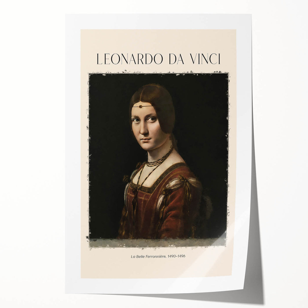 Extra large rolled print of Leonardo da Vinci's floral designs in muted earth tones, ideal for art wall dining room.