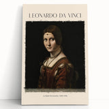 Black and white sketch of Leonardo da Vinci on a stretched canvas, suitable as large art for kitchen or bedroom.