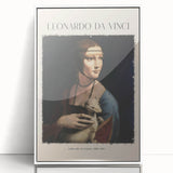 Mid-century modernist art print of Leonardo da Vinci's design on white framed acrylic, suitable for nursery wall decor.