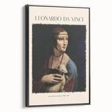 Black and white wall art of Leonardo da Vinci's design on a framed canvas, ideal for bedroom decor.