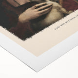Art deco poster of Leonardo da Vinci on rolled canvas, depicting muted earth tones, suitable for dining room wall art.