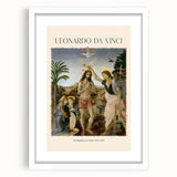 Extra large abstract art print of a textured Leonardo da Vinci design in a white frame, ideal for living room decor.
