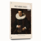 Acrylic print of Rembrandt-inspired artwork featuring dim earth tones, ideal for dining room decor.