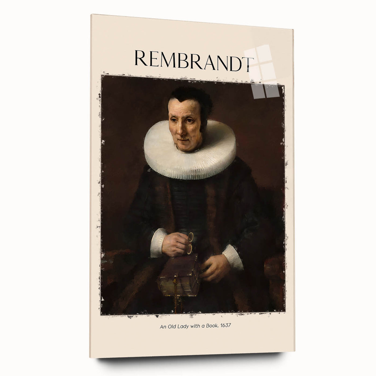 Acrylic print of a Rembrandt-inspired design, featuring muted earth tones, ideal for bedroom or dining room art.