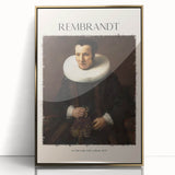 Mid-century modernist art depicting Rembrandt in muted gold and brown tones on a framed acrylic.