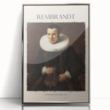 Art deco style poster of a classic Rembrandt artwork with silver frame, ideal for modern art wall decor in a nursery.