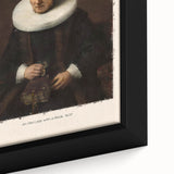 Close-up of a black framed canvas featuring a textured, colorful abstract design.