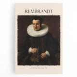 Black and white print of Rembrandt's artwork on stretched canvas, suitable for kitchen wall art.