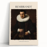 Black and white print of Rembrandt's portrait on stretched canvas, suitable as kitchen wall art or bedroom decor.