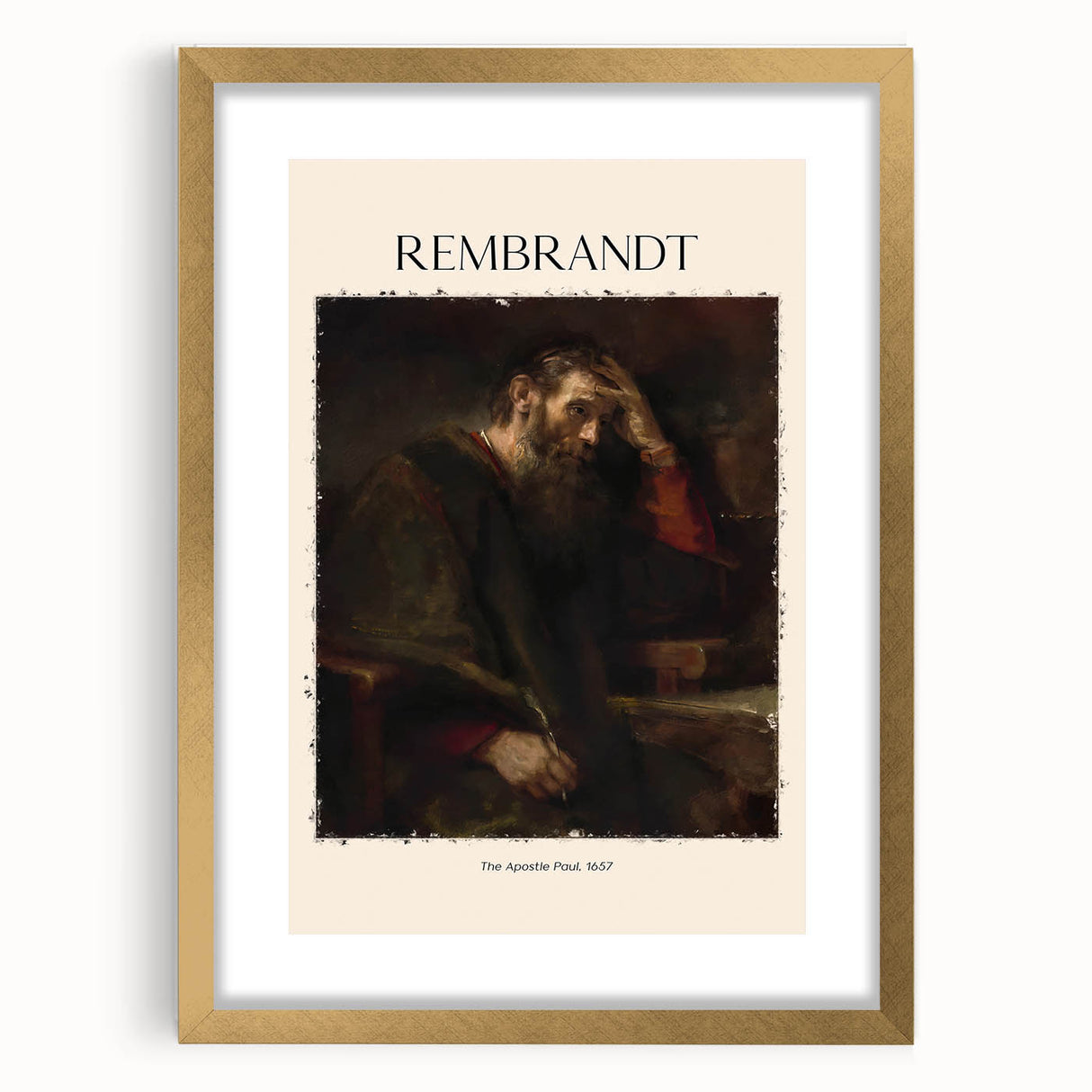 Textured art print of abstract design in gold frame, featuring neutral and earth tones, suitable for bedroom decor.