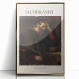 Mid-century modernist art featuring a gold-framed acrylic print of Rembrandt's design, ideal for nursery wall art.