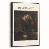 Black and white framed canvas featuring a vintage landscape painting, ideal for bedroom wall art.