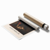 Extra large rolled print of a floral art in muted earth tones.