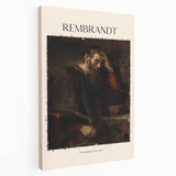 Side view of a Rembrandt-inspired stretched canvas featuring muted earth tones, ideal for kitchen wall art.