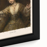 Close-up of extra large framed canvas featuring black textured art with colorful abstract elements.