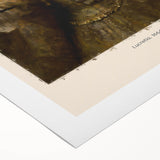 Art deco poster of a Rembrandt-inspired design on rolled canvas, in earthy tones, suitable for dining room wall art.