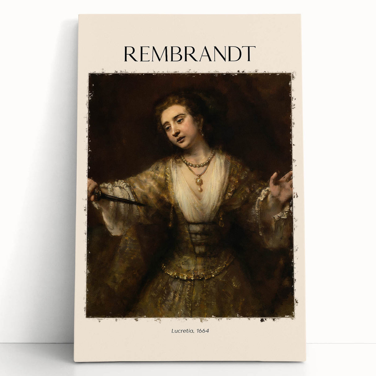 Black and white print of Rembrandt design on stretched canvas, ideal for kitchen wall art or bedroom ambiance.