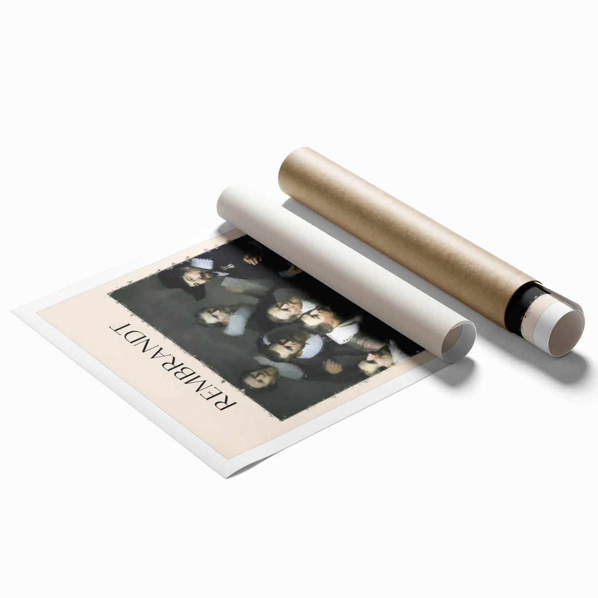Extra large rolled canvas print of Rembrandt-inspired floral art in muted earth tones, perfect for classy bathroom wall art.
