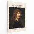 Rembrandt-inspired portrait in muted earth tones on stretched canvas, ideal for kitchen wall art.