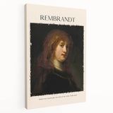 Rembrandt-inspired portrait in muted earth tones on stretched canvas, ideal for kitchen wall art.