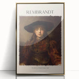Mid-century modernist art, acrylic print of a Rembrandt design in gold frame, suited for nursery wall art.