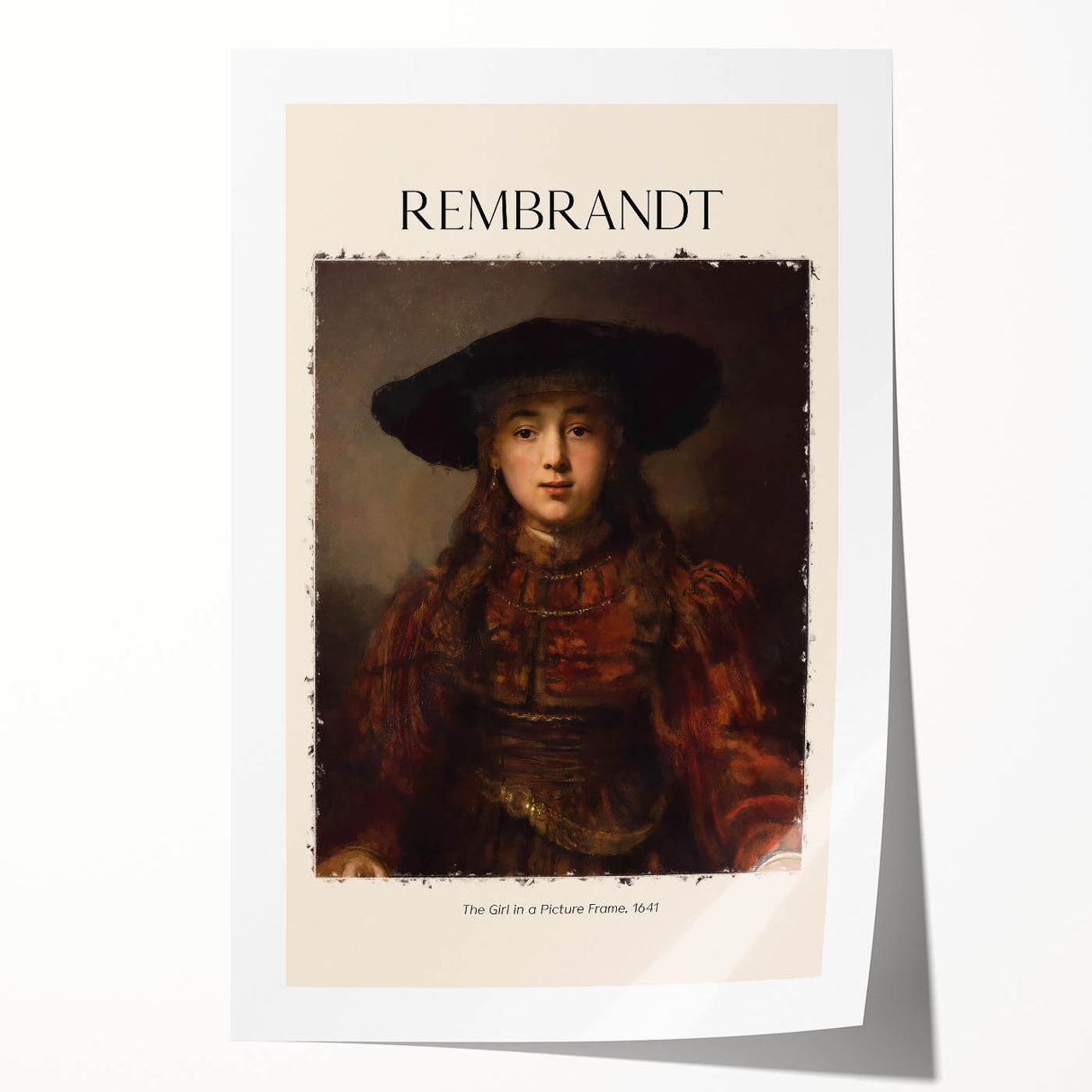 Extra large rolled print of a Rembrandt-inspired floral design in muted earth tones, ideal for art wall dining room.