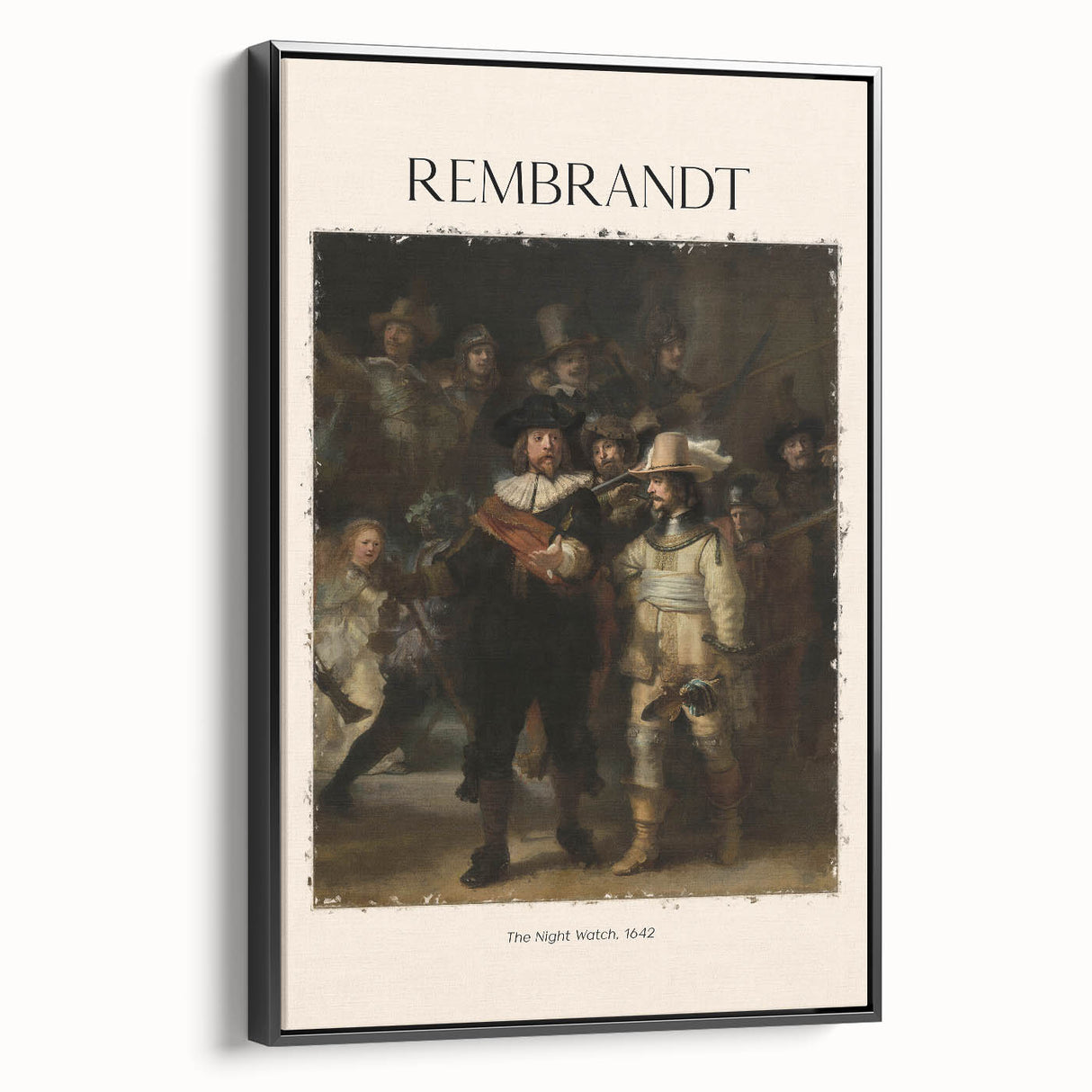 Black and white framed canvas featuring a vintage poster art style landscape painting, ideal for bedroom decor.