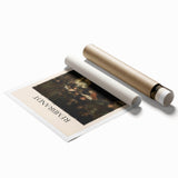 Extra large rolled print featuring a floral design in muted earth tones.