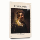 Acrylic print of a Rembrandt-inspired portrait in earth tones, suitable for bedroom or dining room decor.