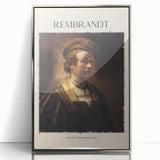 Art deco poster featuring a silver-framed acrylic print of a Rembrandt-inspired design.