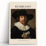 Black and white print of Rembrandt's artwork on stretched canvas, suitable as kitchen wall art or bedroom decor.