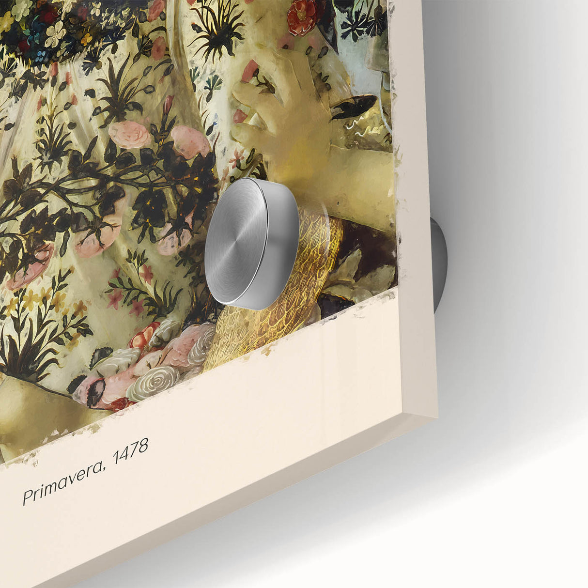 Mid-century modernist art print featuring abstract patterns in muted earth tones on acrylic glass.