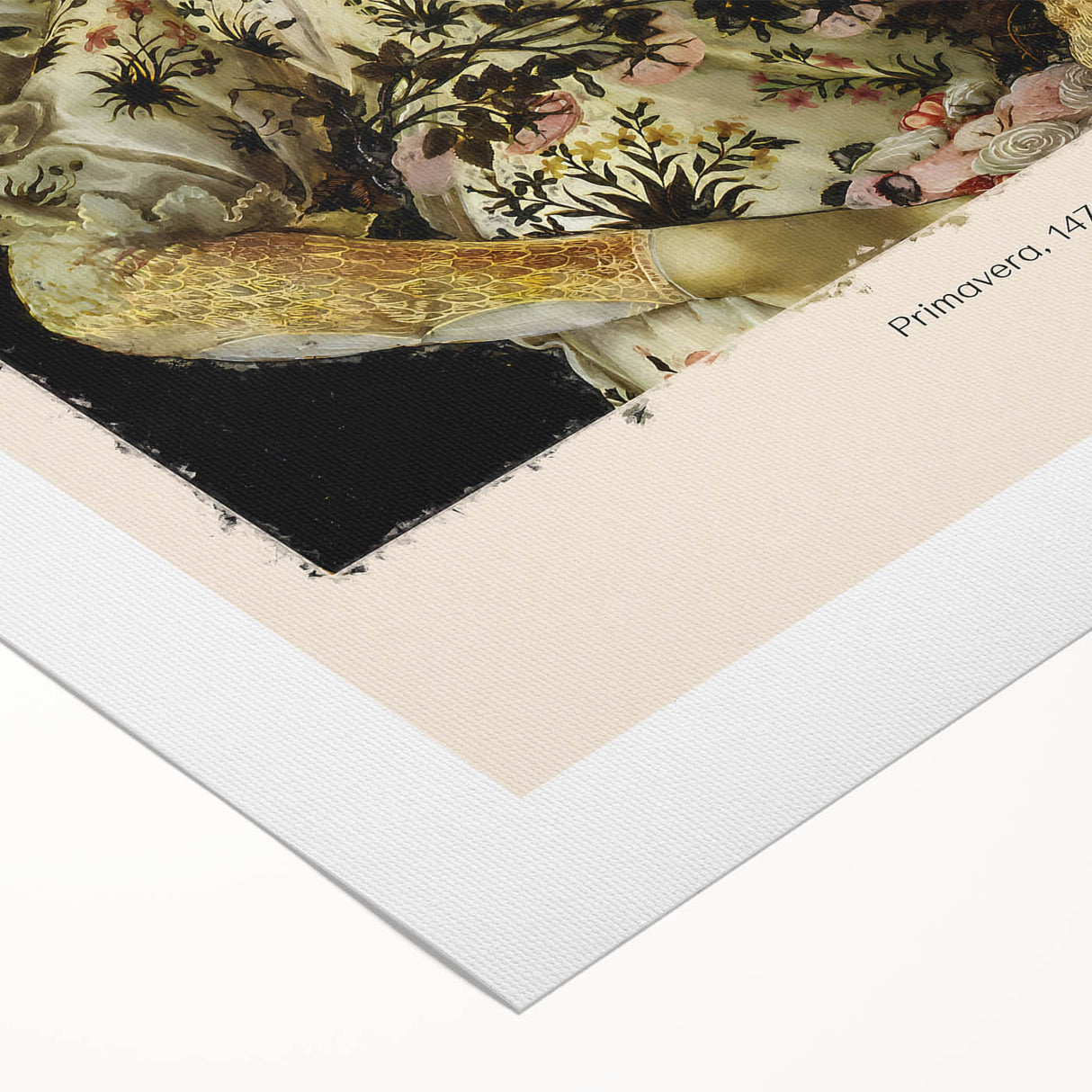 Art deco poster featuring a Sandro Botticelli design on rolled canvas, with muted earth tones.