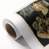 Art Deco poster of Sandro Botticelli's painting on rolled canvas, featuring soft pastel hues, ideal for nursery wall art.