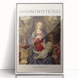 Mid-century modernist art print of Sandro Botticelli's design, in muted earth tones on white framed acrylic.