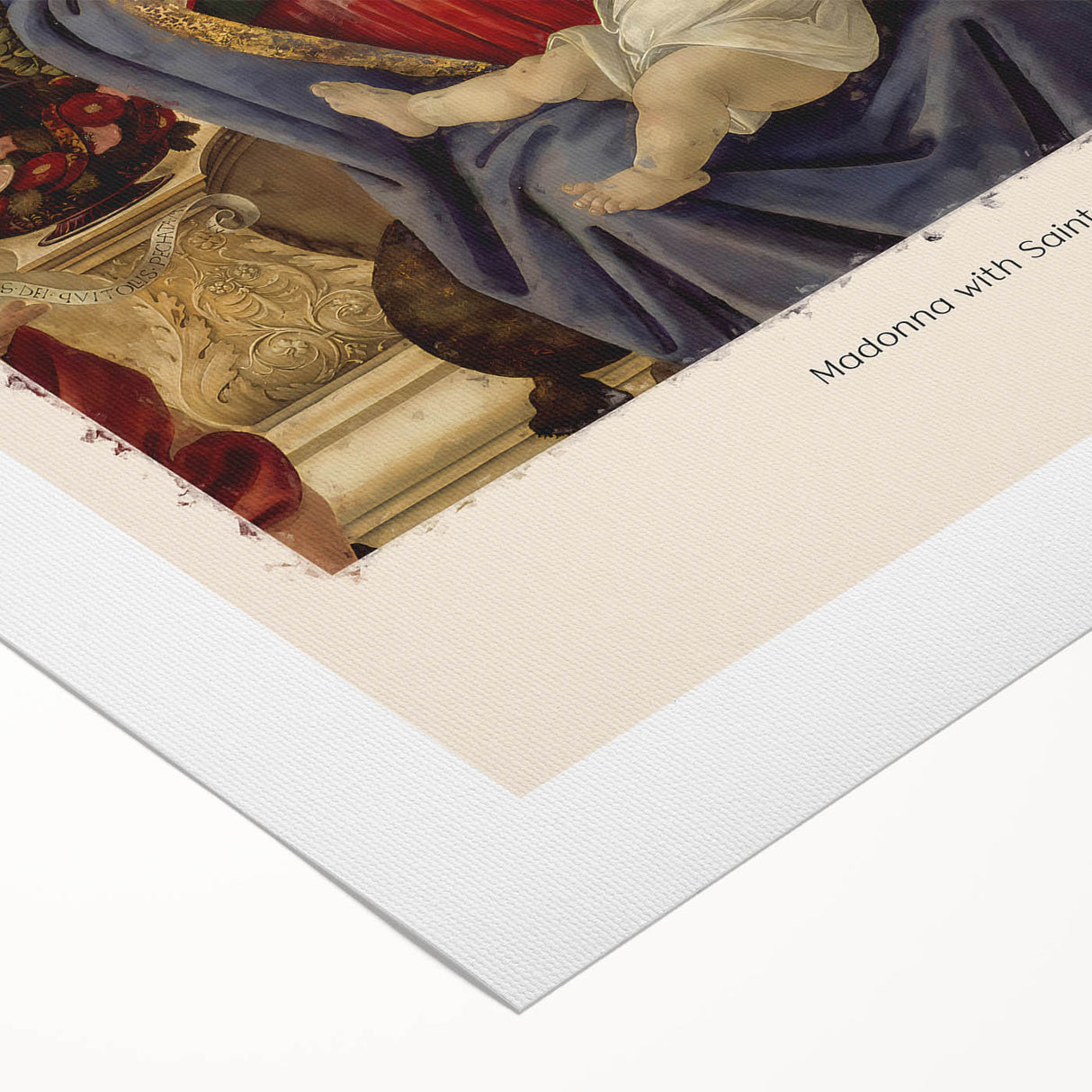 Art deco poster featuring Sandro Botticelli design on rolled canvas, with muted earth tones, ideal for dining room wall art.