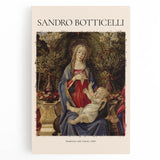 Black and white print of Sandro Botticelli's artwork on stretched canvas, ideal for kitchen wall art.